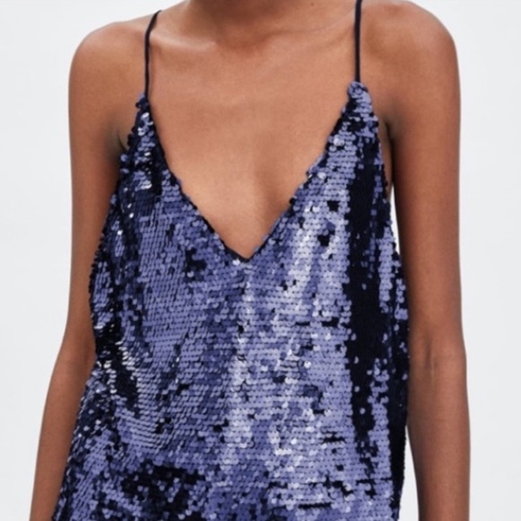 NWT ZARA TRF Collection Blue Sequin Top - Picture 2 of 6